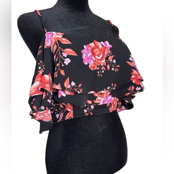 2/$25 Tularosa Cullen Crop Top Flutter Black Floral Festival Coachella Feminine - Picture 8 of 12
